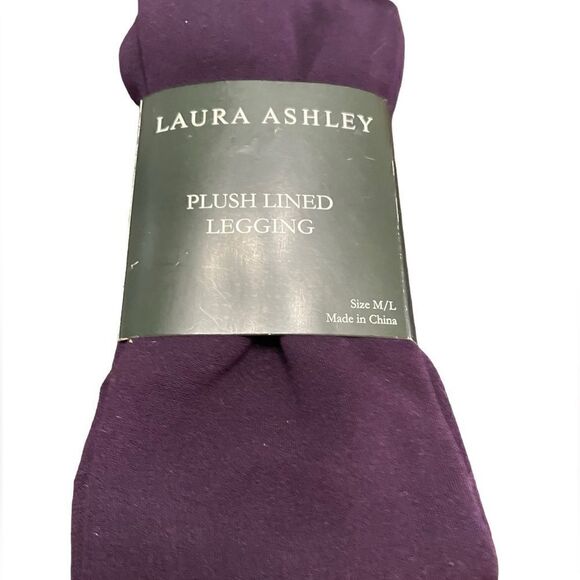 NEW Laura Ashley Plush Lined Leggings Size M/ L Purple - Picture 2 of 5